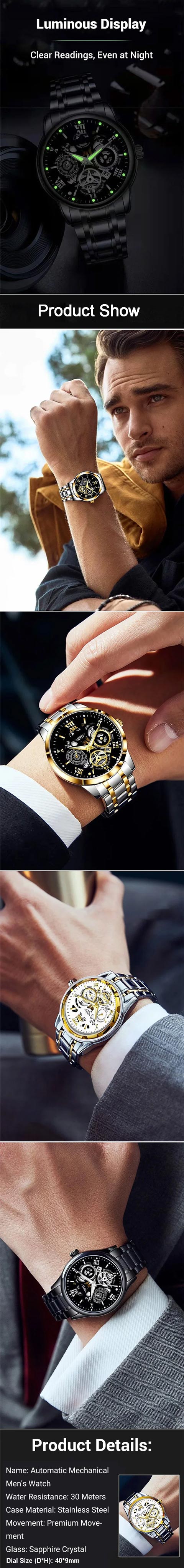Men's Waterproof Roman Skeleton Automatic Mechanical Watch - onlinemegasale.com