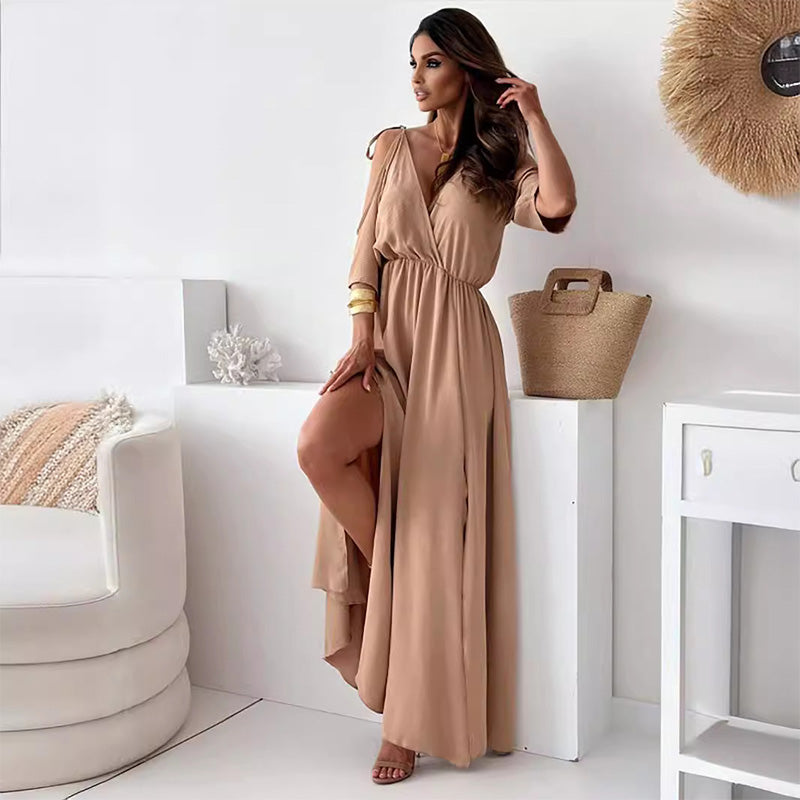 💖Limited Sale 49% OFF💖Women’s Elegant Sexy V Neck Side Slit Dress - onlinemegasale.com