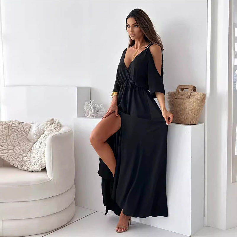 💖Limited Sale 49% OFF💖Women’s Elegant Sexy V Neck Side Slit Dress - onlinemegasale.com