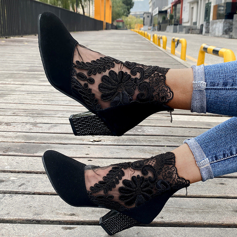 Women's Summer Elegant Lace High Heels - onlinemegasale.com