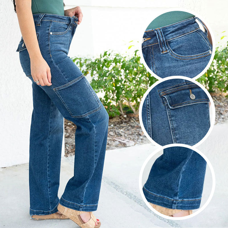 🎉Hot Sale 50% OFF🎉High Rise Cargo Wide-Leg Stretch Jeans for Women - onlinemegasale.com