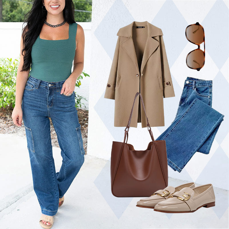 🎉Hot Sale 50% OFF🎉High Rise Cargo Wide-Leg Stretch Jeans for Women - onlinemegasale.com