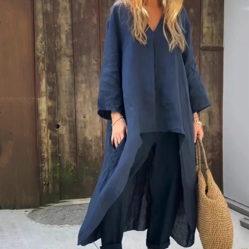 💕Limited Sale 50% OFF💕Women's Summer Loose Pocket V-Neck 2-Piece Set - onlinemegasale.com