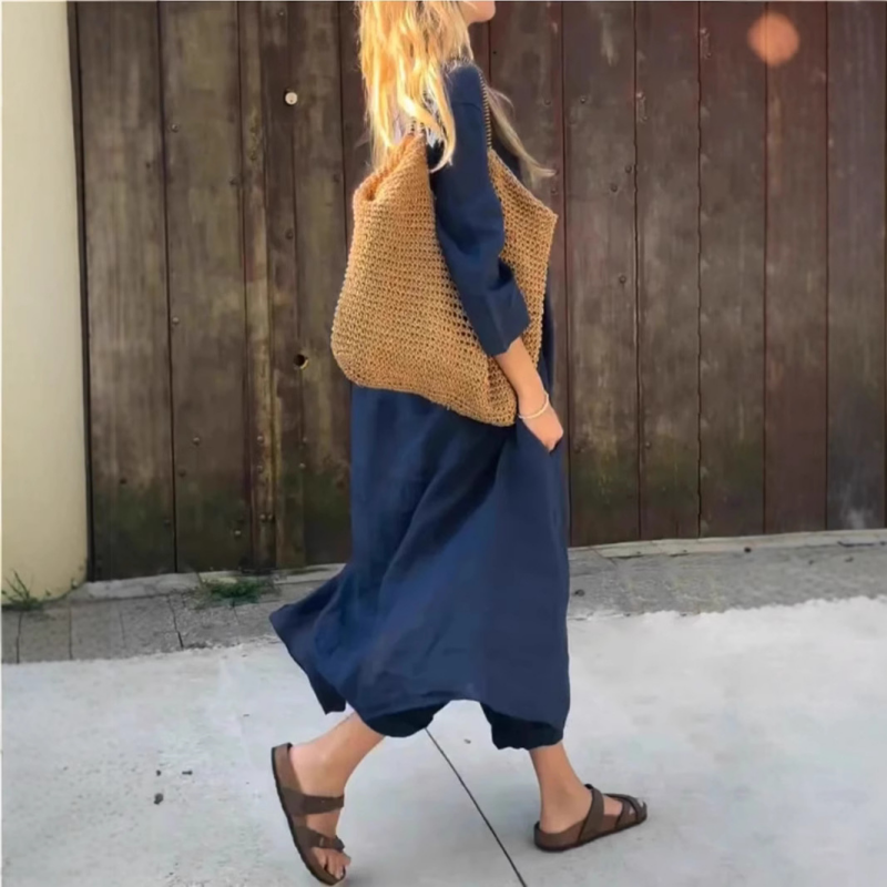 💕Limited Sale 50% OFF💕Women's Summer Loose Pocket V-Neck 2-Piece Set - onlinemegasale.com