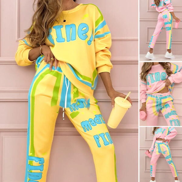 ✨Limited Sale 49% OFF✨Women's Colorful Print Two-Piece Sweatshirt and Jogger Set