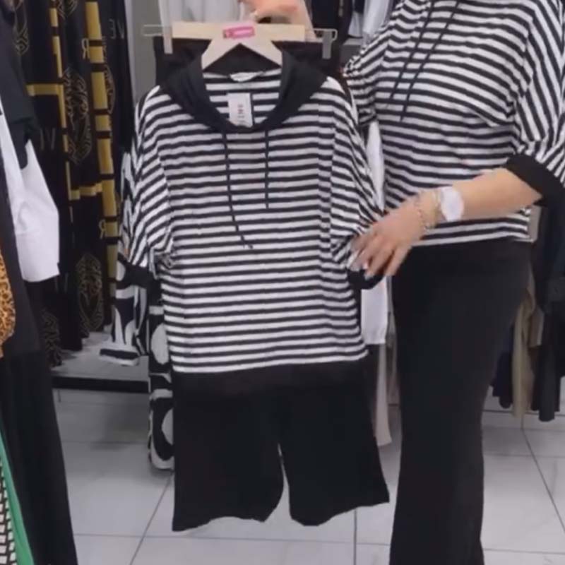 💕Limited Sale 50% OFF💕Women's Striped Top & Solid Pants Set - onlinemegasale.com