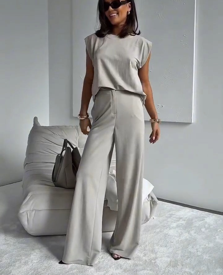 Women’s 2-Piece T-Shirt & Wide Leg Dress Pants Set👗 - onlinemegasale.com Women’s 2-Piece T-Shirt & Wide Leg Dress Pants Set👗 - onlinemegasale.com