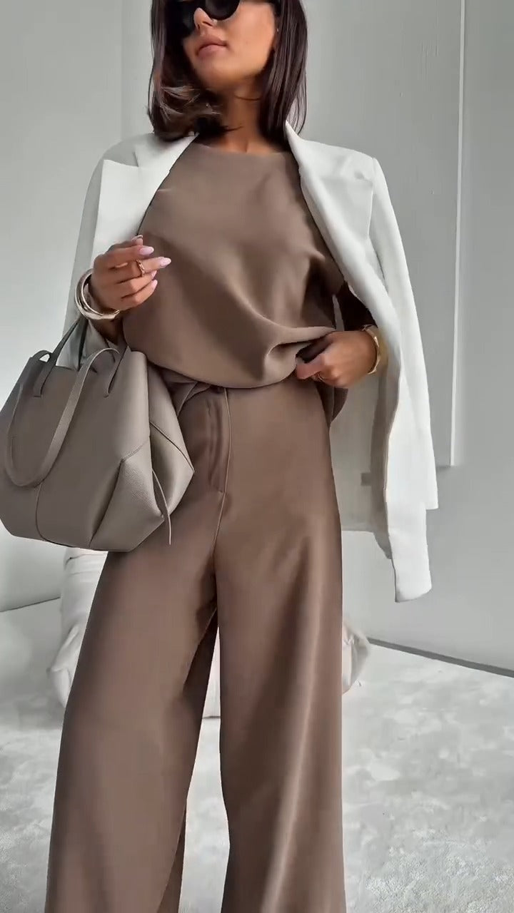 Women’s 2-Piece T-Shirt & Wide Leg Dress Pants Set👗 - onlinemegasale.com Women’s 2-Piece T-Shirt & Wide Leg Dress Pants Set👗 - onlinemegasale.com