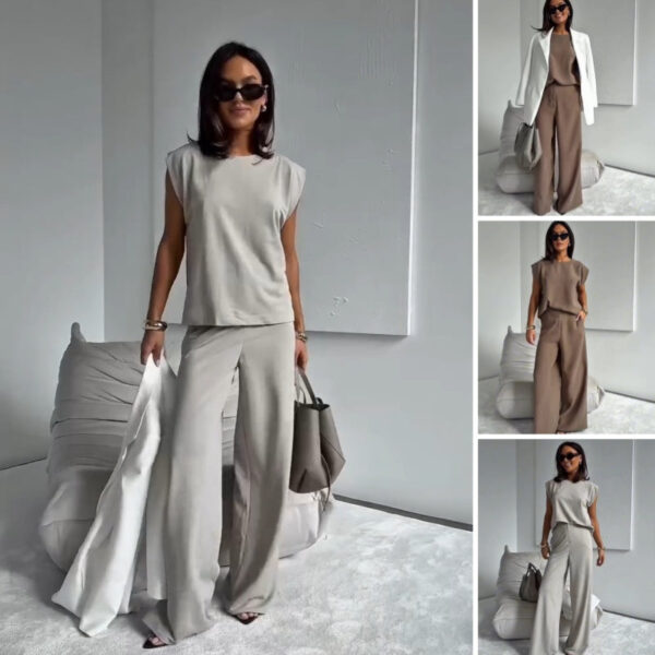 Women’s 2-Piece T-Shirt & Wide Leg Dress Pants Set👗