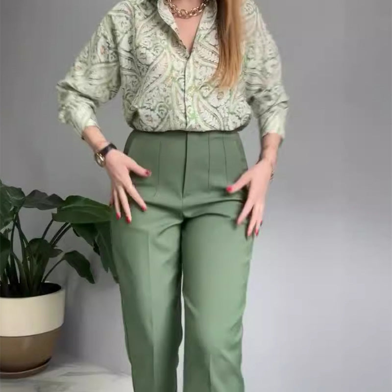 Women's Printed Button Shirt & Pants 2-Piece Set - onlinemegasale.com Women's Printed Button Shirt & Pants 2-Piece Set - onlinemegasale.com
