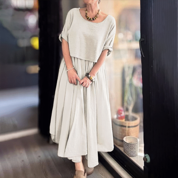 Women's Round Neck Loose Top & Long Skirt Set