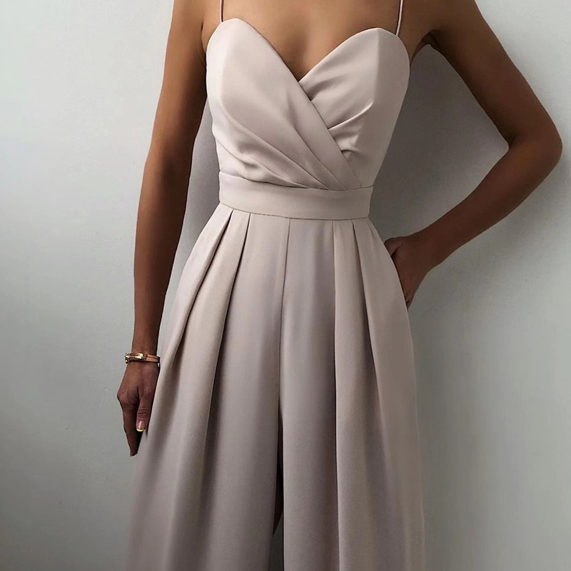 🔥2025 New Arrival🔥Women's Solid Color Camisole Waist-slimming Straight Jumpsuit - onlinemegasale.com