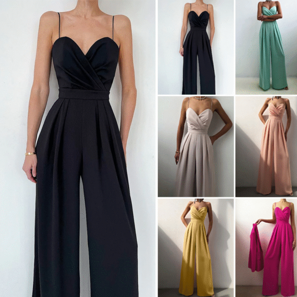 🔥2025 New Arrival🔥Women's Solid Color Camisole Waist-slimming Straight Jumpsuit