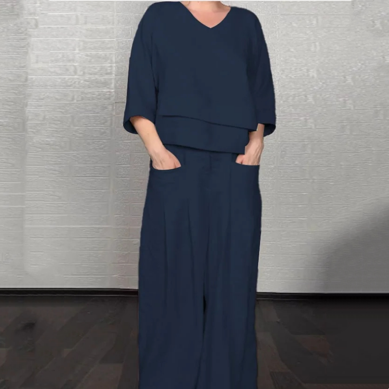 Irregular Hem Cotton Linen Short Sleeve Casual 2-Piece Set - onlinemegasale.com