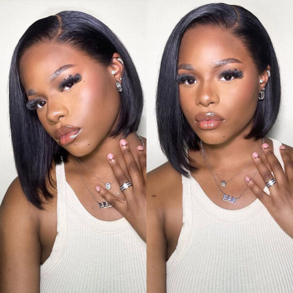 Cranberry Affordable Straight Bob Wig Human Hair Pre Plucked Glueless Lace Front Wig