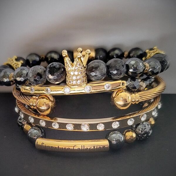 Exquisite Larvikite Crown Bracelet for Invigorating Energy