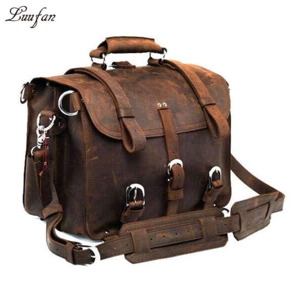 Thick crazy horse leather travel bag