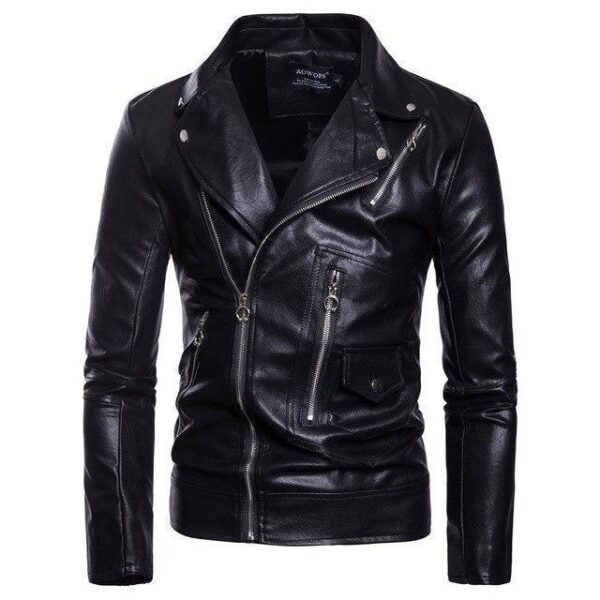 Stylish Men's Casual PU Leather Jacket with Convenient Zip Closure