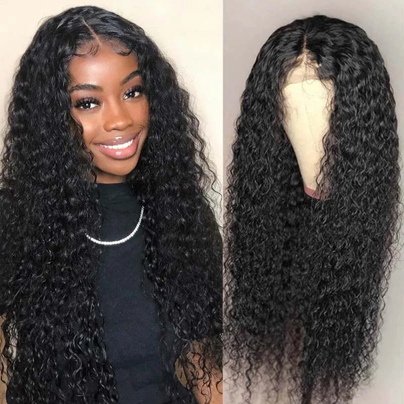 water12 Cranberry 10A 4x4 Inch Lace Closure Human Hair Wigs Water Wave Remy Malaysian Hair Wigs Natural Color - onlinemegasale.com