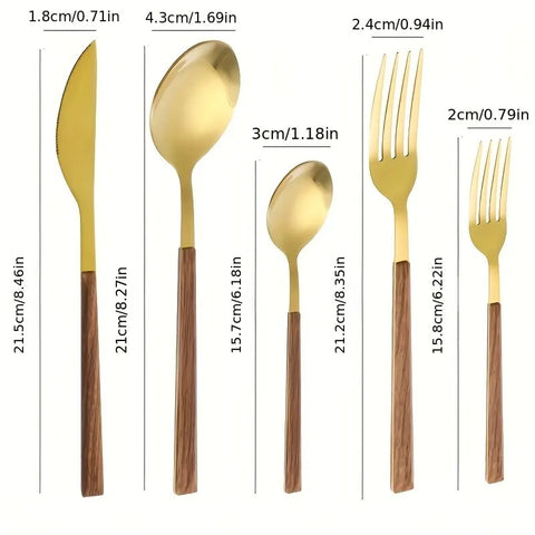 Wooden Handle Cutlery Set - onlinemegasale.com wooden cutlery dimensions set
