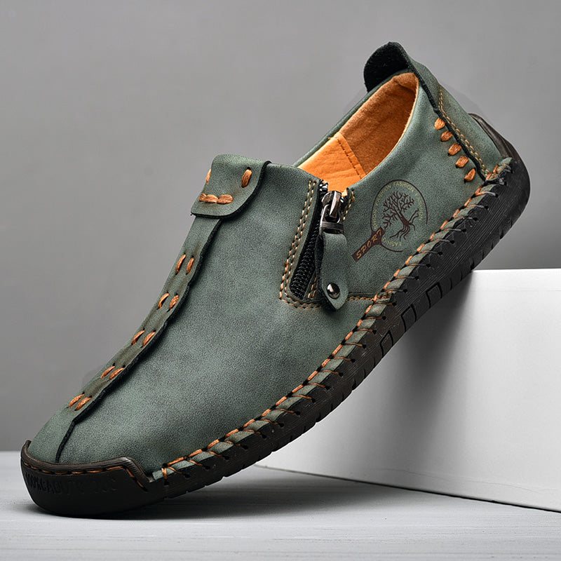 0733c3873e24dedb6031a4cf1a1c2f6e Men's Leather Casual Slip-On Zipper Loafers Flats - onlinemegasale.com