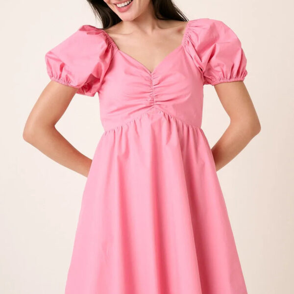 Sweetheart Puff Sleeve Smocked Mini Dress