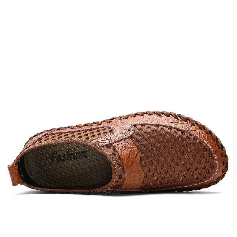 Men's Stitching Honeycomb Mesh Soft Loafers Breathable Outdoor Casual Shoes - onlinemegasale.com
