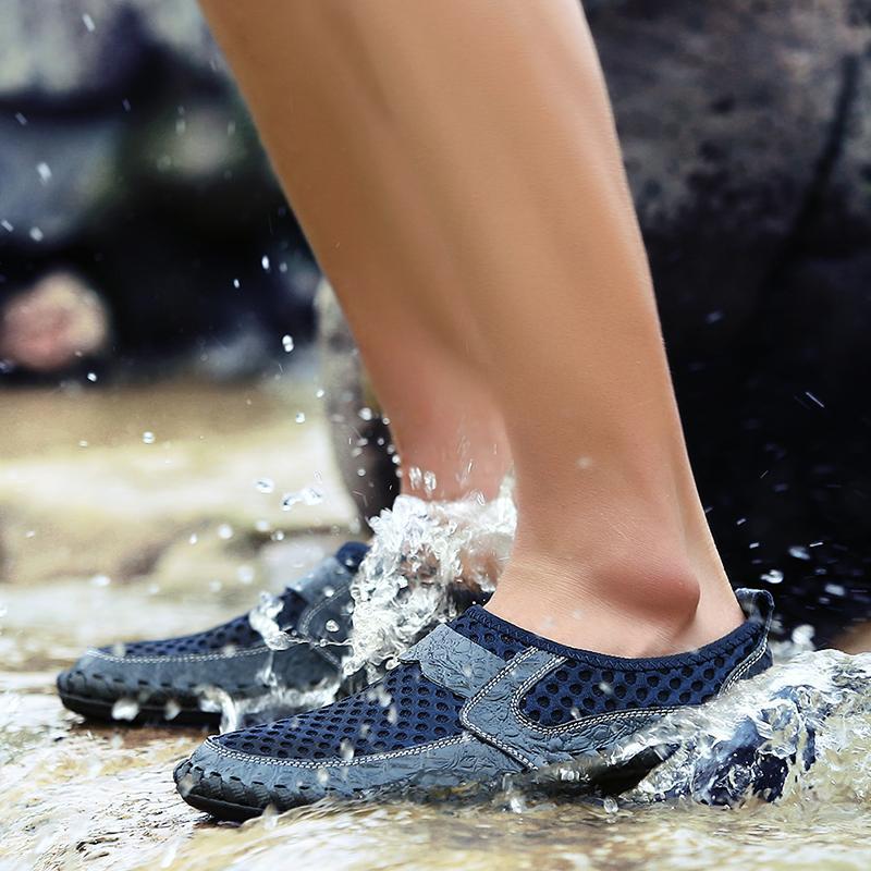 Men's Stitching Honeycomb Mesh Soft Loafers Breathable Outdoor Casual Shoes - onlinemegasale.com