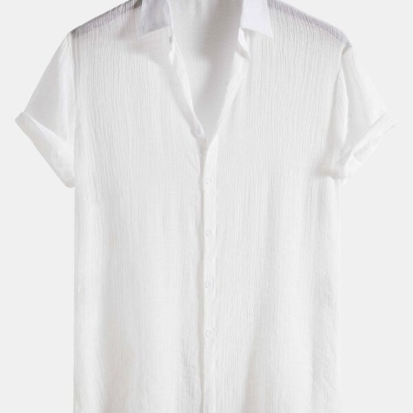 Light Wrinkled Fabric Button Up Shirt
