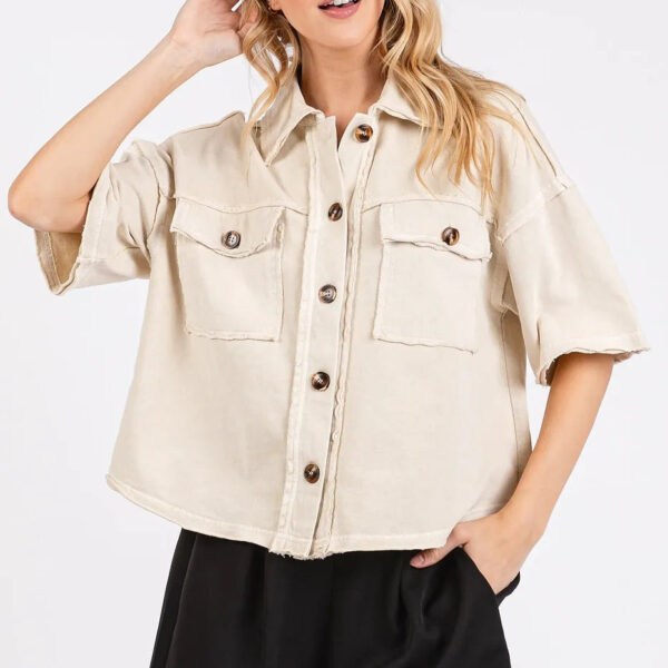 Mineral Wash Boxy Short Sleeve Button Down Shirt