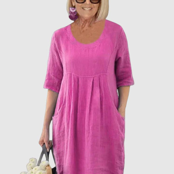 Effortlessly Chic Women's Sleeveless Summer Dress with Round Neck Design