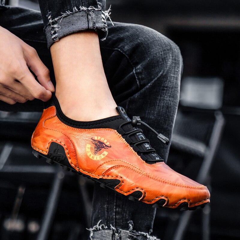 Men's Fashion Retro Handmade Leather Beanie Octopus Shoes Comfortable Driving Shoes - onlinemegasale.com