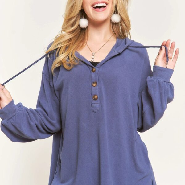 Henley Hoodie Tunic Top
