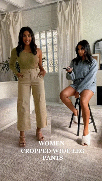 😍Last Day 49% OFF😍Tummy Control Twill Cropped Wide Leg Pant(Buy 2 Free Shipping) - onlinemegasale.com