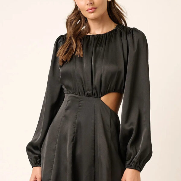 Satin Side Cutout Detail Mini Dress