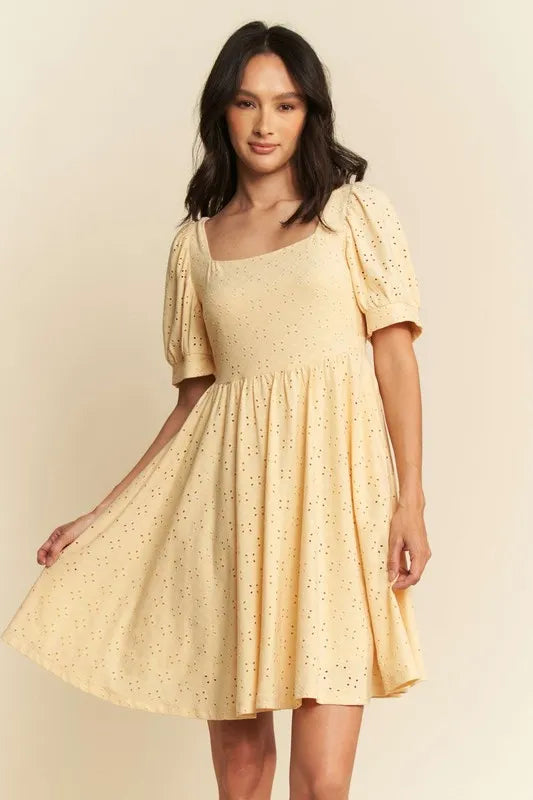 355c15683a1c422986ed65579b463e48-Max-Origin Eyelet Baby Doll Romantic Square Neck Dress - onlinemegasale.com