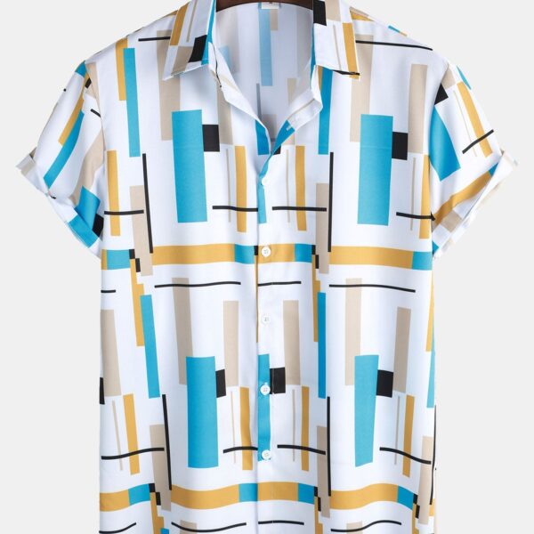 Geometry Print Button Up Shirt
