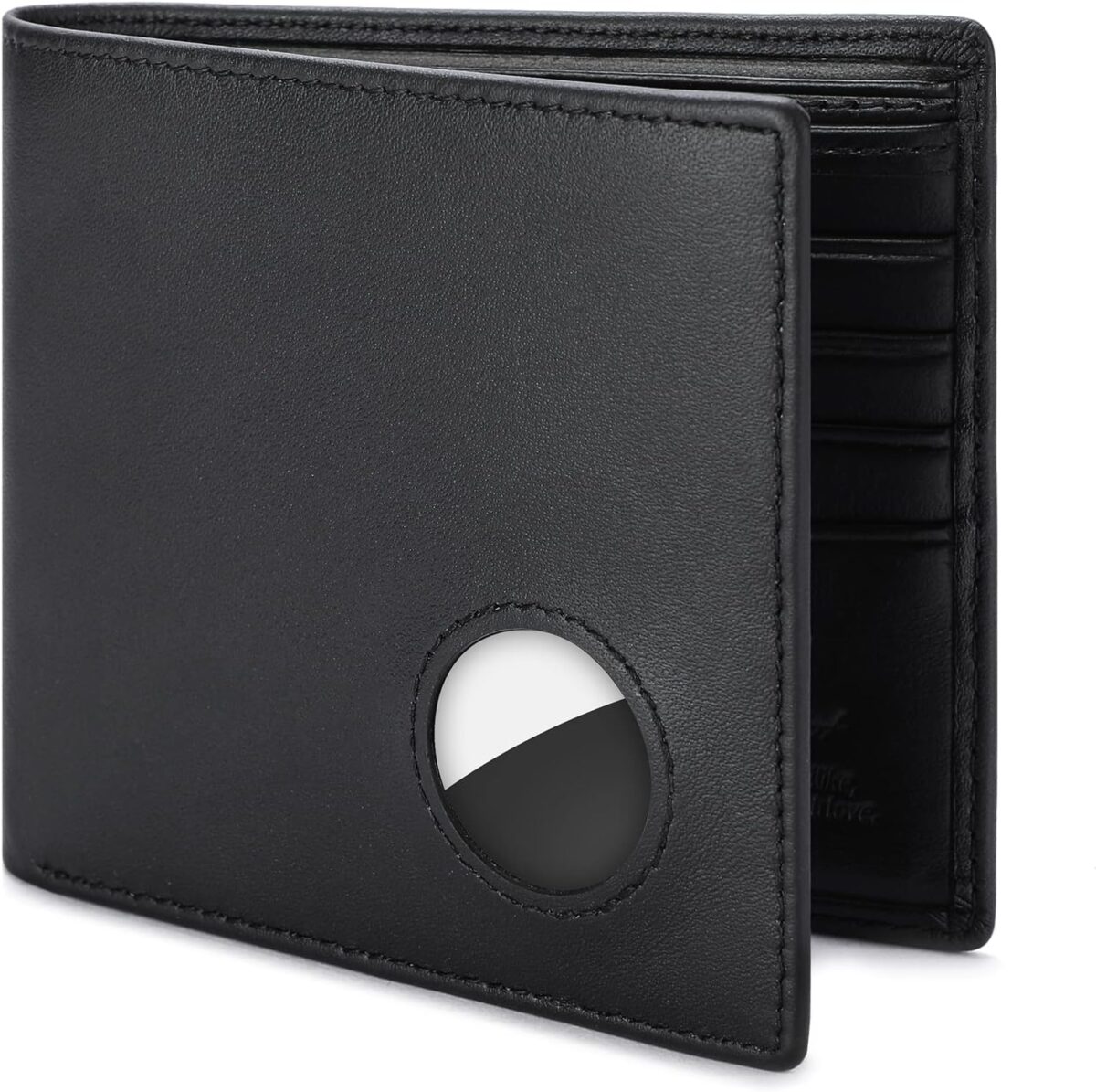 Men Wallet Compatible with AirTag Genuine Leather Bifold Wallet for Air Tag - onlinemegasale.com