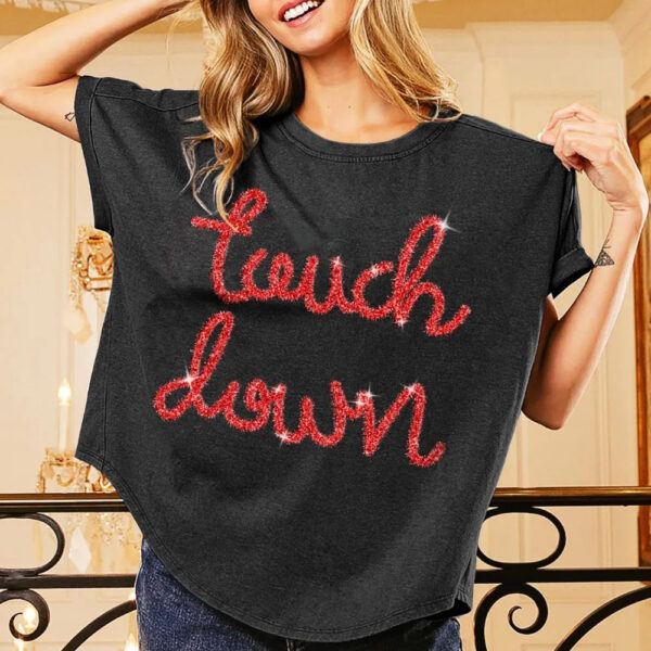 Touchdown Metallic Letter Vintage Washed Top