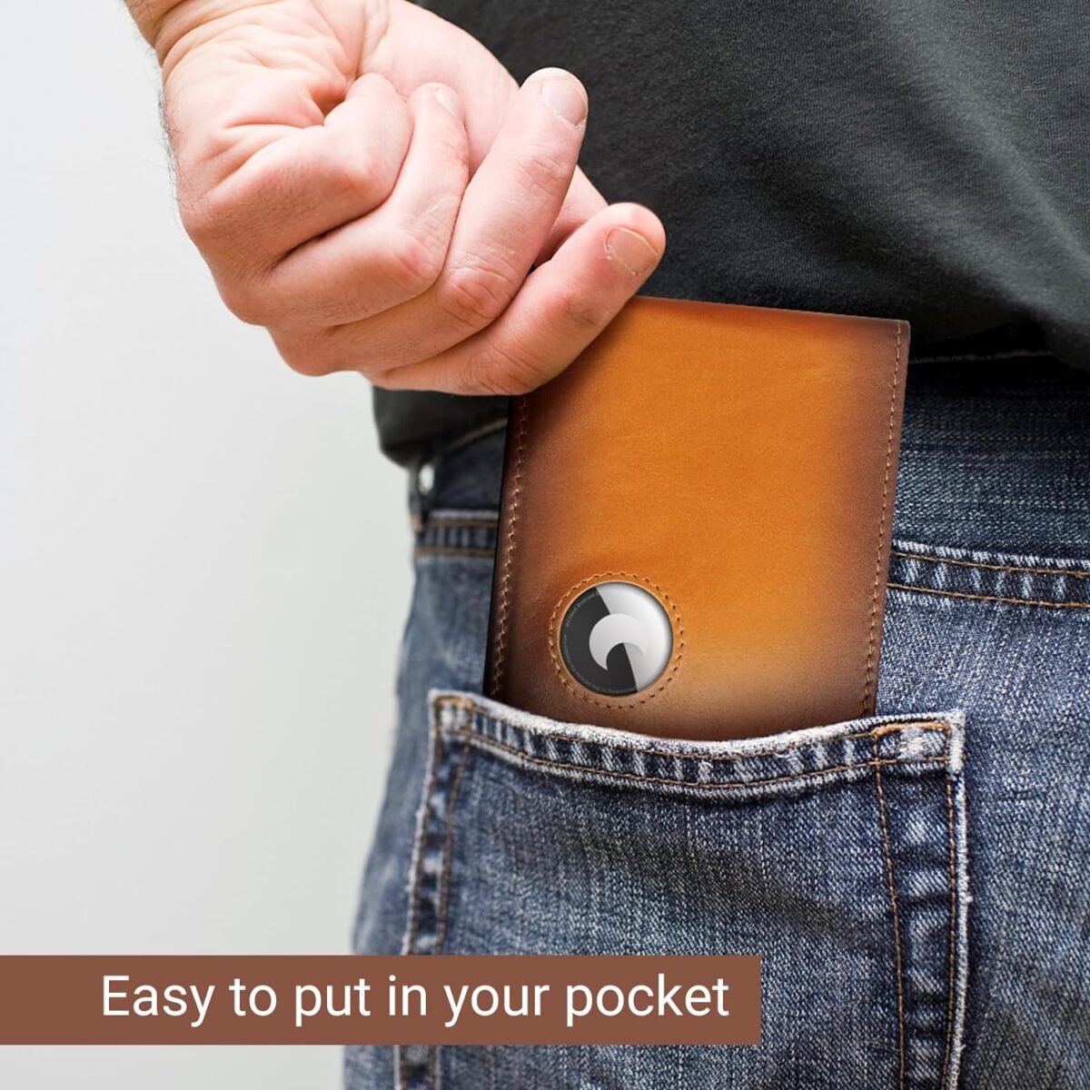 Men Wallet Compatible with AirTag Genuine Leather Bifold Wallet for Air Tag - onlinemegasale.com