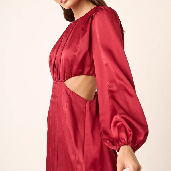 Mittoshop Satin Side Cutout Detail Mini Dress