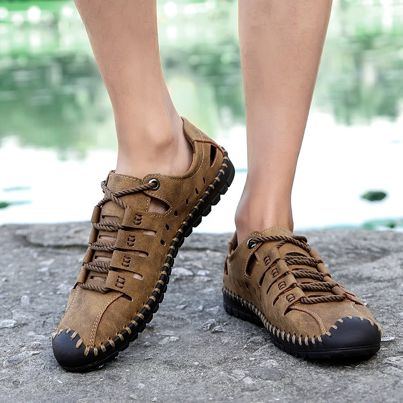 Men casual shoes sandals handmade breathable men shoes luxury brand leather men loafers moccasins - onlinemegasale.com