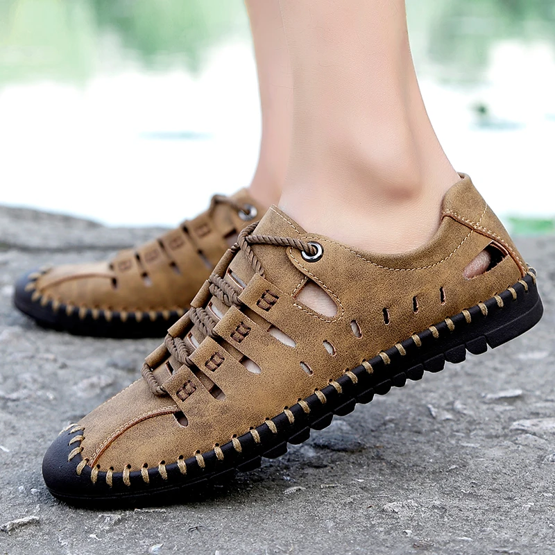 Men casual shoes sandals handmade breathable men shoes luxury brand leather men loafers moccasins - onlinemegasale.com
