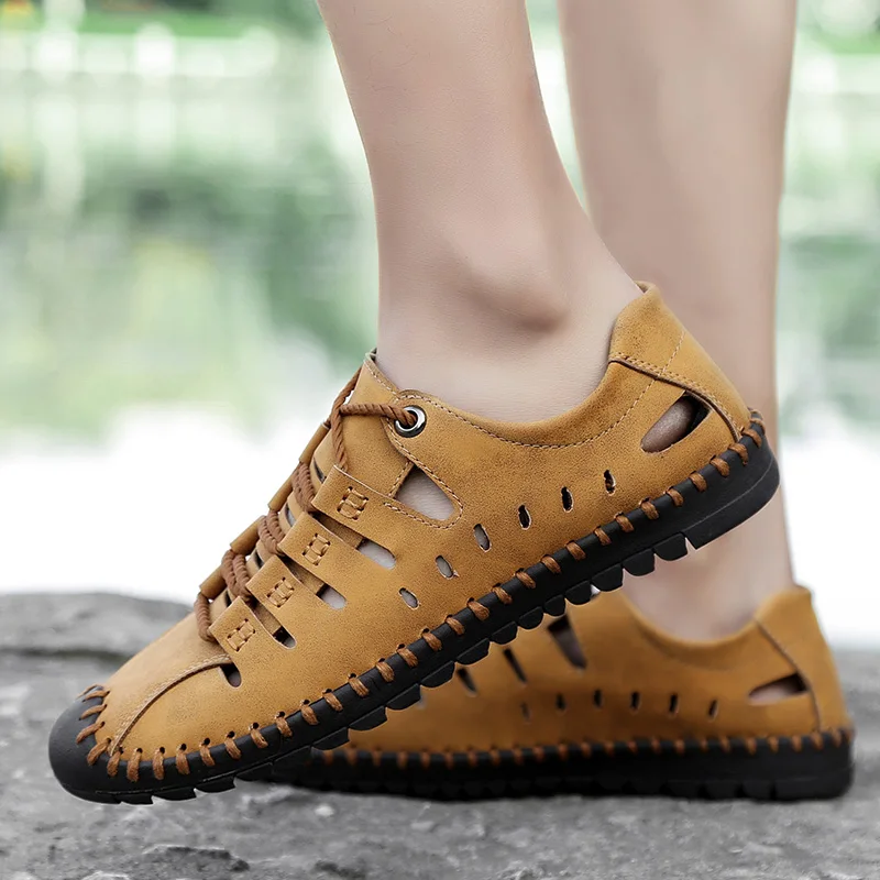 Men casual shoes sandals handmade breathable men shoes luxury brand leather men loafers moccasins - onlinemegasale.com