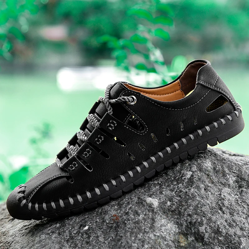 Men casual shoes sandals handmade breathable men shoes luxury brand leather men loafers moccasins - onlinemegasale.com