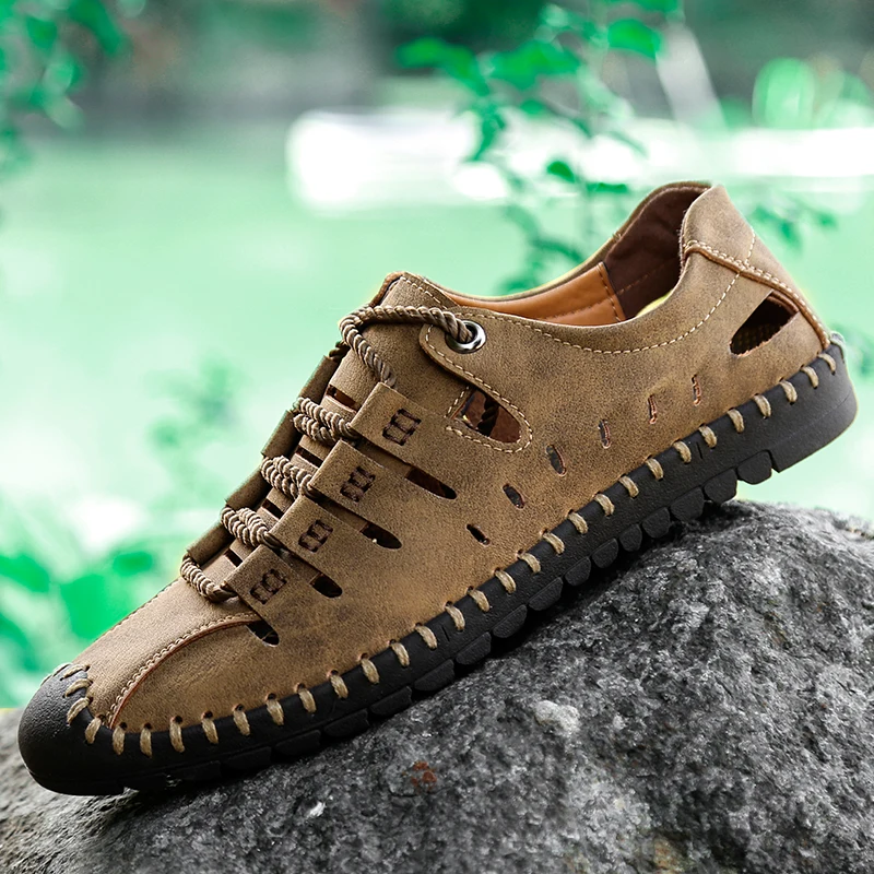 Men casual shoes sandals handmade breathable men shoes luxury brand leather men loafers moccasins - onlinemegasale.com