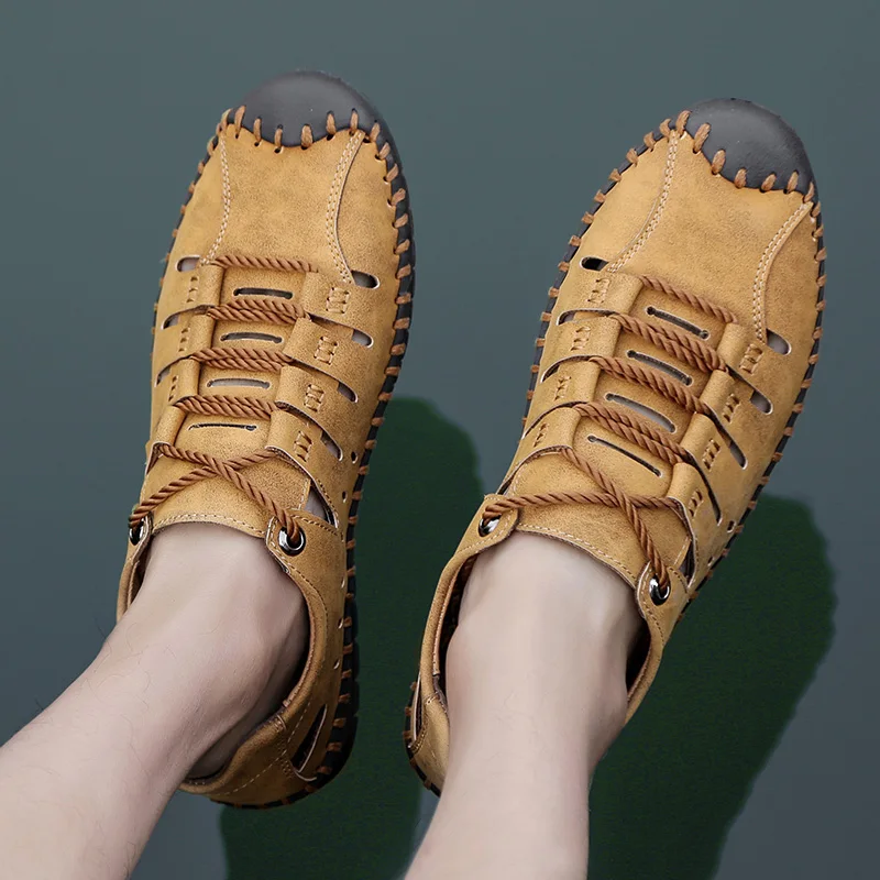 Men casual shoes sandals handmade breathable men shoes luxury brand leather men loafers moccasins - onlinemegasale.com