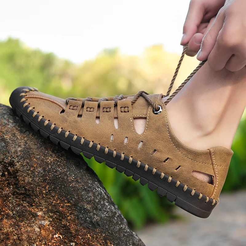 Men casual shoes sandals handmade breathable men shoes luxury brand leather men loafers moccasins - onlinemegasale.com