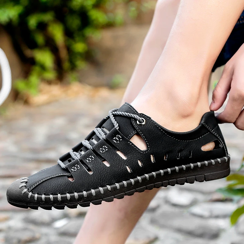Men casual shoes sandals handmade breathable men shoes luxury brand leather men loafers moccasins - onlinemegasale.com