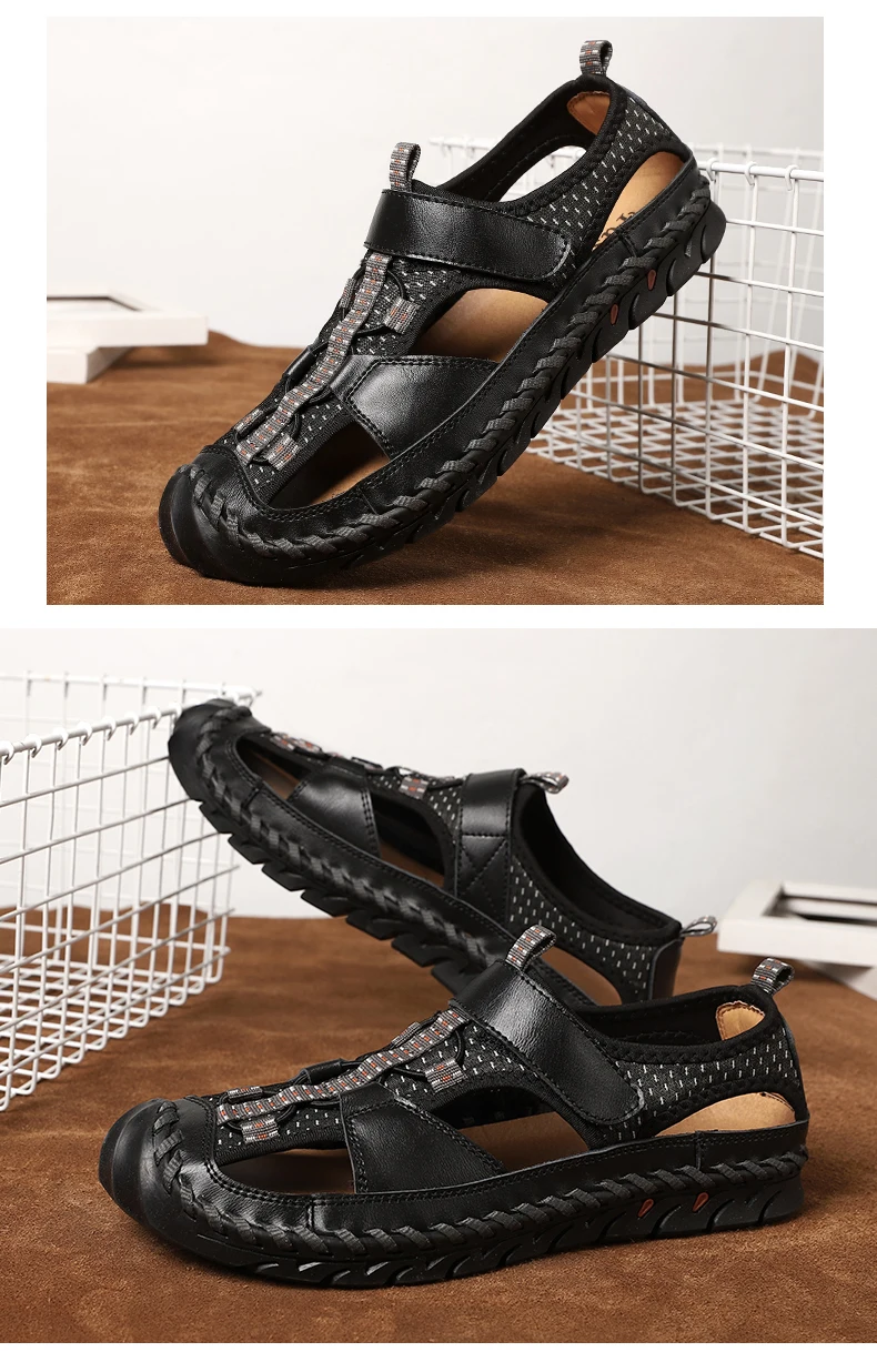 Men's Sandals Summer Leather Breathable Men Original Sandals Luxury Designer Moccasins Summer Men's Slippers Shoes - onlinemegasale.com